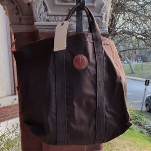 Dunhill Men's Brown Tote Bag with Leather Patch
